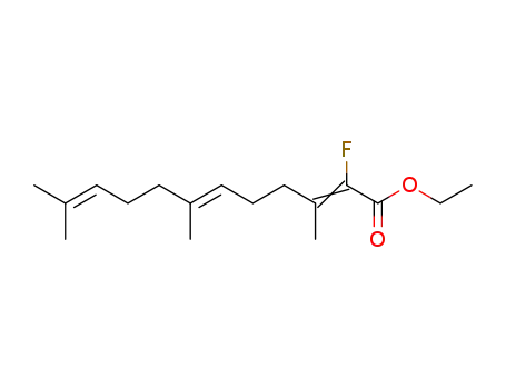 Molecular Structure of 1994-91-8 ((2E,6E)-2-Fluoro-3,7,11-trimethyl-dodeca-2,6,10-trienoic acid ethyl ester)