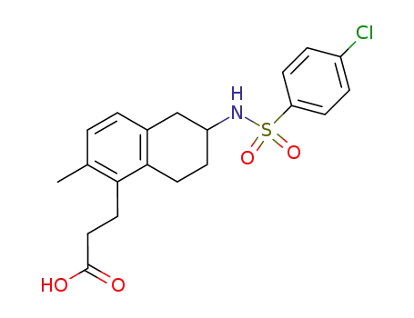 Molecular Structure of 165537-73-5 (1-NAPTHALENEPROPANOIC ACID, 6-(((4-CHLOROPHENYL)SULFONYL)AMINO)-5,6,7,8-TETRAHYDRO-2-METHYL)