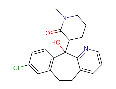 Molecular Structure of 212390-12-0 (3-(8-Chloro-11-hydroxy-6,11-dihydro-5H-benzo[5,6]cyclohepta[1,2-b]pyridin-11-yl)-1-methyl-piperidin-2-one)