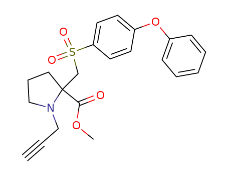Molecular Structure of 213014-30-3 (Proline, 2-[[(4-phenoxyphenyl)sulfonyl]methyl]-1-(2-propynyl)-, methyl
ester)