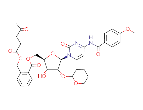 Cytidine, N-(4-methoxybenzoyl)-2'-O-(tetrahydro-2H-pyran-2-yl)-,
5'-[2-[[(1,4-dioxopentyl)oxy]methyl]benzoate]