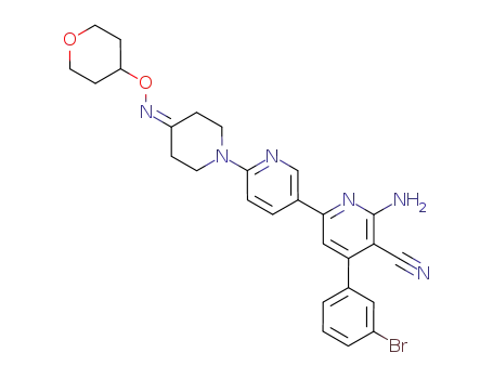 6''-amino-4''-(3-bromo-phenyl)-4-(tetrahydro-pyran-4-yloxyimino)-3,4,5,6-tetrahydro-2<i>H</i>-[1,2';5',2'']terpyridine-5''-carbonitrile