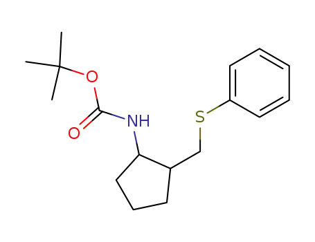 Molecular Structure of 204574-94-7 ((2-Phenylsulfanylmethyl-cyclopentyl)-carbamic acid tert-butyl ester)