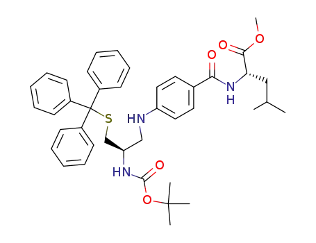 Molecular Structure of 205590-49-4 ((S)-2-[4-((R)-2-tert-Butoxycarbonylamino-3-tritylsulfanyl-propylamino)-benzoylamino]-4-methyl-pentanoic acid methyl ester)