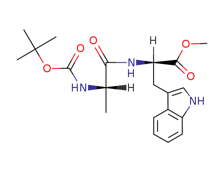 Molecular Structure of 207349-42-6 ((R)-2-((S)-2-tert-Butoxycarbonylamino-propionylamino)-3-(1H-indol-3-yl)-propionic acid methyl ester)
