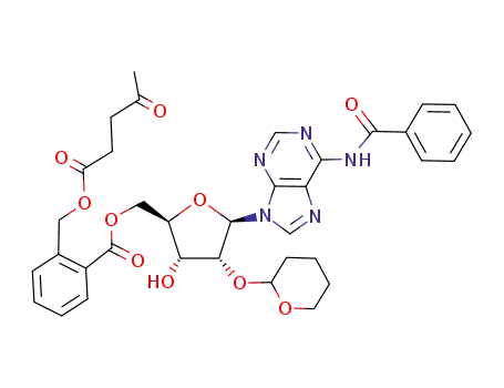 Adenosine, N-benzoyl-2'-O-(tetrahydro-2H-pyran-2-yl)-,
5'-[2-[[(1,4-dioxopentyl)oxy]methyl]benzoate]