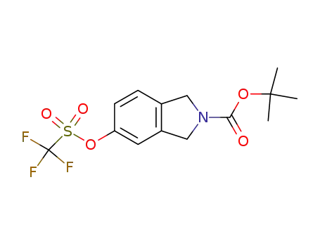 Molecular Structure of 263888-57-9 (5-trifluoromethanesulfonyloxy-1,3-dihydro-isoindole-2-carboxylic acid <i>tert</i>-butyl ester)