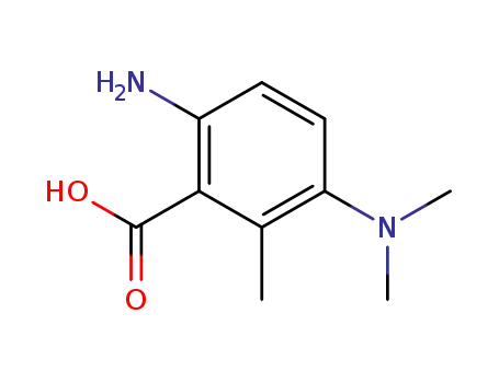 Molecular Structure of 185689-55-8 (Benzoic acid, 6-amino-3-(dimethylamino)-2-methyl- (9CI))