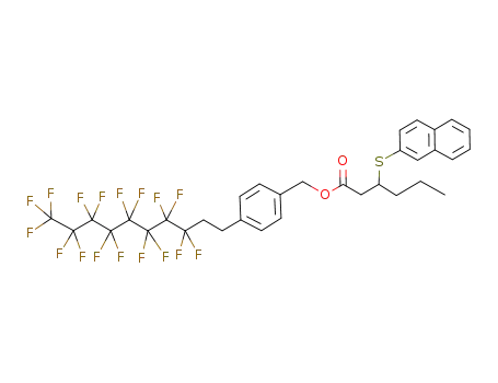 Molecular Structure of 356055-94-2 (3-(naphthalen-2-ylsulfanyl)-hexanoic acid 4-(3,3,4,4,5,5,6,6,7,7,8,8,9,9,10,10,10-heptadecafluoro-decyl)-benzyl ester)