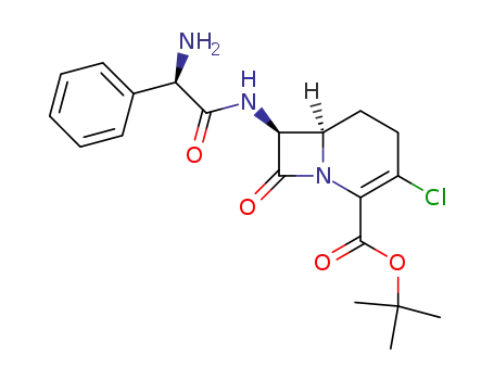 Molecular Structure of 196869-24-6 ((6R,7S)-7-((R)-2-Amino-2-phenyl-acetylamino)-3-chloro-8-oxo-1-aza-bicyclo[4.2.0]oct-2-ene-2-carboxylic acid tert-butyl ester)