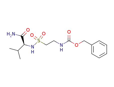 Molecular Structure of 189292-55-5 (Carbamic acid,
[2-[[[1-(aminocarbonyl)-2-methylpropyl]amino]sulfonyl]ethyl]-,
phenylmethyl ester, (S)-)