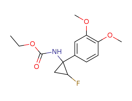 Molecular Structure of 188897-44-1 (Carbamic acid, [1-(3,4-dimethoxyphenyl)-2-fluorocyclopropyl]-, ethyl
ester)