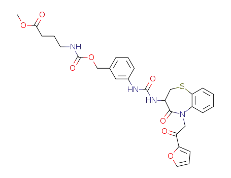 4-(3-{3-[5-(2-furan-2-yl-2-oxoethyl)-4-oxo-2,3,4,5-tetrahydro-1,5-benzothiazepin-3-yl]ureido}benzyloxycarbonylamino)butyric acid methyl ester