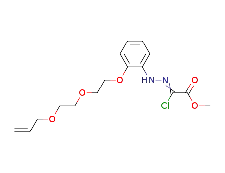 Molecular Structure of 188650-20-6 (Acetic acid,
chloro[[2-[2-[2-(2-propenyloxy)ethoxy]ethoxy]phenyl]hydrazono]-, methyl
ester)