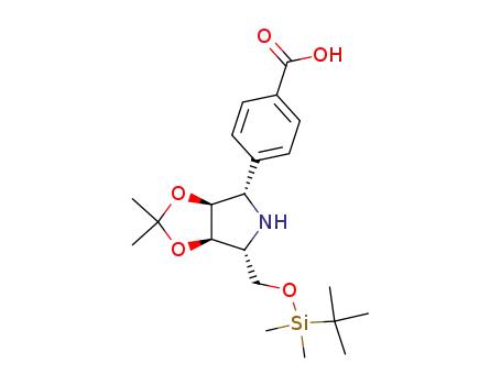 Molecular Structure of 188744-88-9 (Benzoic acid, 4-(3aS,4S,6R,6aR)-6-(1,1-dimethylethyl)dimethylsilyloxymethyltetrahydro-2,2-dimethyl-4H-1,3-dioxolo4,5-cpyrrol-4-yl-)