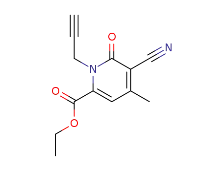 Molecular Structure of 181512-47-0 (5-Cyano-4-methyl-6-oxo-1-prop-2-ynyl-1,6-dihydro-pyridine-2-carboxylic acid ethyl ester)