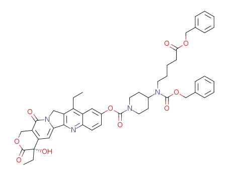 4-[Benzyloxycarbonyl-(4-benzyloxycarbonyl-butyl)-amino]-piperidine-1-carboxylic acid (S)-4,11-diethyl-4-hydroxy-3,13-dioxo-3,4,12,13-tetrahydro-1H-2-oxa-6,12a-diaza-dibenzo[b,h]fluoren-9-yl ester