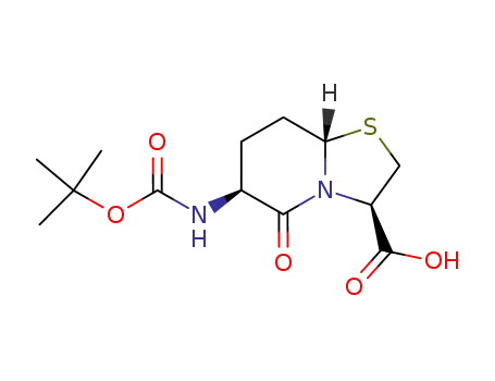 Molecular Structure of 124602-20-6 (2-oxo-3-tert-butyloxycarbonylamino-7-thia-1-azabicyclo(4.3.0)nonane-9-carboxylic acid)