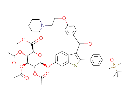Molecular Structure of 174264-49-4 (Methyl-1-(4’-tert-butyldimethylsylyl-6-hydroxyraloxifene)-2,3,4-tri-O-acetyl--D-glycopyranuronate)