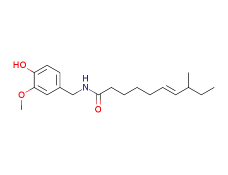 Molecular Structure of 71240-51-2 (6-Decenamide,N-[(4-hydroxy-3-methoxyphenyl) methyl]-8-methyl-,(6E)- )