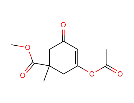 Molecular Structure of 181486-35-1 (3-Acetoxy-1-methyl-5-oxo-cyclohex-3-enecarboxylic acid methyl ester)
