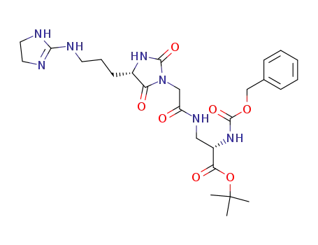 Molecular Structure of 197358-13-7 (2-benzyloxycarbonylamino-3-(2-{4-[3-(4,5-dihydro-1<i>H</i>-imidazol-2-ylamino)-propyl]-2,5-dioxo-imidazolidin-1-yl}-acetylamino)-propionic acid <i>tert</i>-butyl ester)