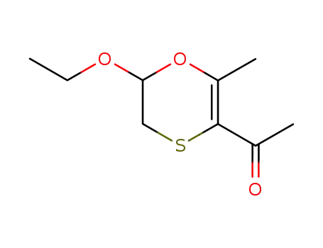 Molecular Structure of 152420-84-3 (Ethanone, 1-(6-ethoxy-5,6-dihydro-2-methyl-1,4-oxathiin-3-yl)- (9CI))
