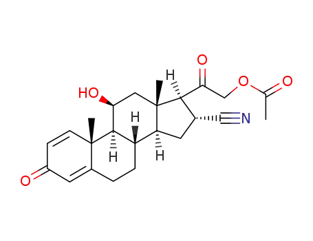 Molecular Structure of 111802-39-2 (21-acetoxy-16α-cyano-11β,21-dihydroxy-3,20-dioxo-1,4-pregna-diene)