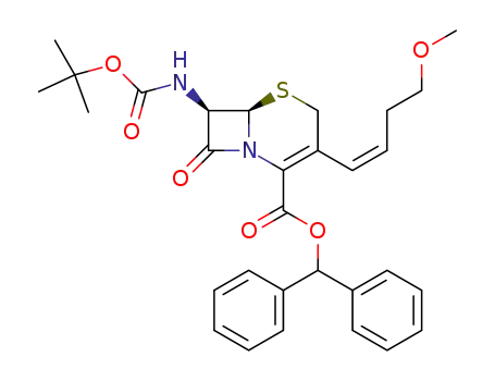 diphenylmethyl 7β-tert-butoxycarbonylamino-3-[(Z)-4-methoxy-1-buten-1-yl]-3-cephem-4-carboxylate