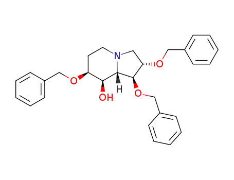 Molecular Structure of 171925-19-2 (8-Indolizinol, octahydro-1,2,7-tris(phenylmethoxy)-, 1S-(1.alpha.,2.beta.,7.alpha.,8.alpha.,8a.alpha.)-)