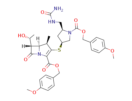 (4R,5S,6S)-6-((R)-1-Hydroxy-ethyl)-3-[(3S,5S)-1-(4-methoxy-benzyloxycarbonyl)-5-ureidomethyl-pyrrolidin-3-ylsulfanyl]-4-methyl-7-oxo-1-aza-bicyclo[3.2.0]hept-2-ene-2-carboxylic acid 4-methoxy-benzyl ester