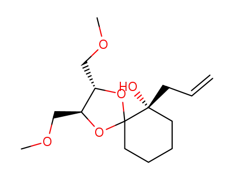 Molecular Structure of 169555-82-2 ((2S,3S,6S)-6-Allyl-2,3-bis-methoxymethyl-1,4-dioxa-spiro[4.5]decan-6-ol)
