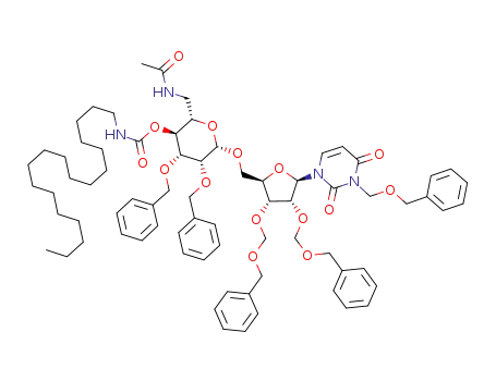 Octadecyl-carbamic acid (2S,3S,4R,5R,6S)-2-(acetylamino-methyl)-4,5-bis-benzyloxy-6-[(2R,3R,4R,5R)-3,4-bis-benzyloxymethoxy-5-(3-benzyloxymethyl-2,4-dioxo-3,4-dihydro-2H-pyrimidin-1-yl)-tetrahydro-furan-2-ylmethoxy]-tetrahydro-pyran-3-yl ester