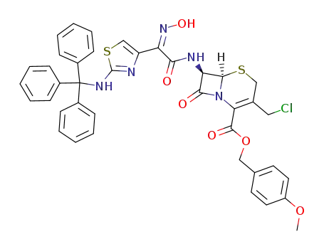 (6R,7R)-3-Chloromethyl-7-{2-[(Z)-hydroxyimino]-2-[2-(trityl-amino)-thiazol-4-yl]-acetylamino}-8-oxo-5-thia-1-aza-bicyclo[4.2.0]oct-2-ene-2-carboxylic acid 4-methoxy-benzyl ester
