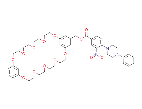 3-nitro-4-(4-phenyl-piperazin-1-yl)-benzoic acid 2,5,8,11,14,20,23,26,29,32-decaoxa-tricyclo[31.3.1.1<sup>15,19</sup>]octatriaconta-1<sup>(37)</sup>,15,17,19<sup>(38)</sup>,33,35-hexaen-17-ylmethyl ester