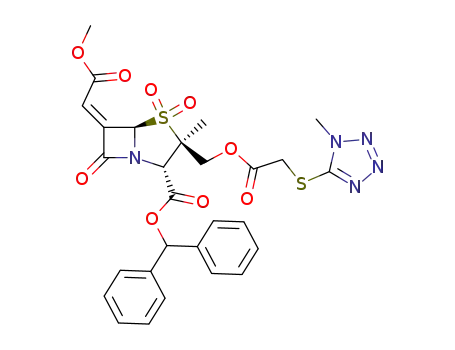 (2S,3R,5R)-6-[1-Methoxycarbonyl-meth-(Z)-ylidene]-3-methyl-3-[2-(1-methyl-1H-tetrazol-5-ylsulfanyl)-acetoxymethyl]-4,4,7-trioxo-4λ<sup>6</sup>-thia-1-aza-bicyclo[3.2.0]heptane-2-carboxylic acid benzhydryl ester