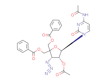 Molecular Structure of 163215-15-4 (1-(2-O-acetyl-3-azido-5-O-benzoyl-4-benzoyloxymethyl-3-deoxy-β-D-ribofuranosyl)-N<sup>4</sup>-acetylcytosine)