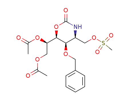 Molecular Structure of 163707-64-0 (2H-1,3-Oxazin-2-one, 6-1,2-bis(acetyloxy)ethyltetrahydro-4-(methylsulfonyl)oxymethyl-5-(phenylmethoxy)-, 4S-4.alpha.,5.alpha.,6.alpha.(S*)-)