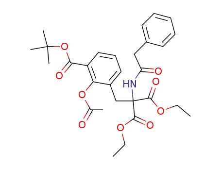 2-(2-acetoxy-3-<i>tert</i>-butoxycarbonyl-benzyl)-2-phenylacetylamino-malonic acid diethyl ester
