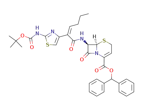 diphenylmethyl 7β-<(Z)-2-(2-tert-butoxycarbonylaminothiazol-4-yl)-2-hexenoylamino>-3-cephem-4-carboxylate