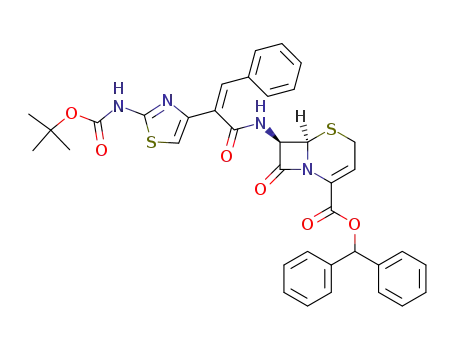 diphenylmethyl 7β-<(Z)-2-(2-tert-butoxycarbonylaminothiazol-4-yl)-3-phenyl-2-propenoylamino>-3-cephem-4-carboxylate