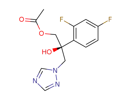 Molecular Structure of 159553-75-0 (Acetic acid (S)-2-(2,4-difluoro-phenyl)-2-hydroxy-3-[1,2,4]triazol-1-yl-propyl ester)