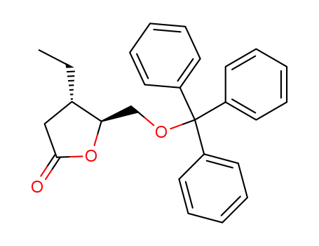 Molecular Structure of 156847-88-0 ((4S,5S)-4-Ethyl-5-trityloxymethyl-dihydro-furan-2-one)