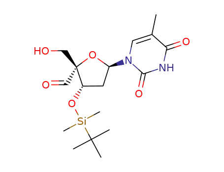 Molecular Structure of 139888-01-0 (Thymidine, 3'-O-[(1,1-dimethylethyl)dimethylsilyl]-4'-formyl-)