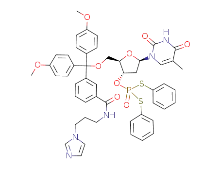 Dithiophosphoric acid O-[(2R,3S,5R)-2-[[3-(3-imidazol-1-yl-propylcarbamoyl)-phenyl]-bis-(4-methoxy-phenyl)-methoxymethyl]-5-(5-methyl-2,4-dioxo-3,4-dihydro-2H-pyrimidin-1-yl)-tetrahydro-furan-3-yl] ester S,S'-diphenyl ester