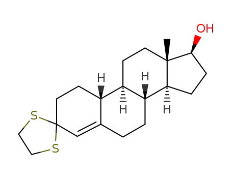 Molecular Structure of 74531-93-4 (3,3-Ethandiyldimercapto-oestro-4-en-17β-ol)
