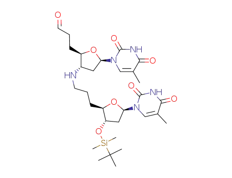3-[(2R,3S,5R)-3-{3-[(2R,3S,5R)-3-(tert-Butyl-dimethyl-silanyloxy)-5-(5-methyl-2,4-dioxo-3,4-dihydro-2H-pyrimidin-1-yl)-tetrahydro-furan-2-yl]-propylamino}-5-(5-methyl-2,4-dioxo-3,4-dihydro-2H-pyrimidin-1-yl)-tetrahydro-furan-2-yl]-propionaldehyde