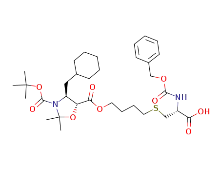 (4S,5R)-4-Cyclohexylmethyl-2,2-dimethyl-oxazolidine-3,5-dicarboxylic acid 5-[4-((R)-2-benzyloxycarbonylamino-2-carboxy-ethylsulfanyl)-butyl] ester 3-tert-butyl ester