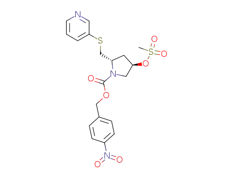 Molecular Structure of 138324-66-0 ((2S,4R)-4-Methanesulfonyloxy-2-(pyridin-3-ylsulfanylmethyl)-pyrrolidine-1-carboxylic acid 4-nitro-benzyl ester)