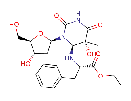 ethyl N-<(5R,6S)-trans-(+)-5-hydroxy-5,6-dihydro-6-thymidyl>-L-phenylalaninate